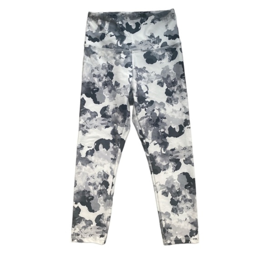Balance Collection Womens High Waist Floral Camo Leggings Gray White Black S